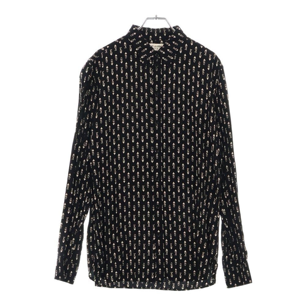 SAINT LAURENT PARIS(サンローランパリ) 16AW Signature 70's Collar Shirt 総柄 長袖シャツ ブラック 437581