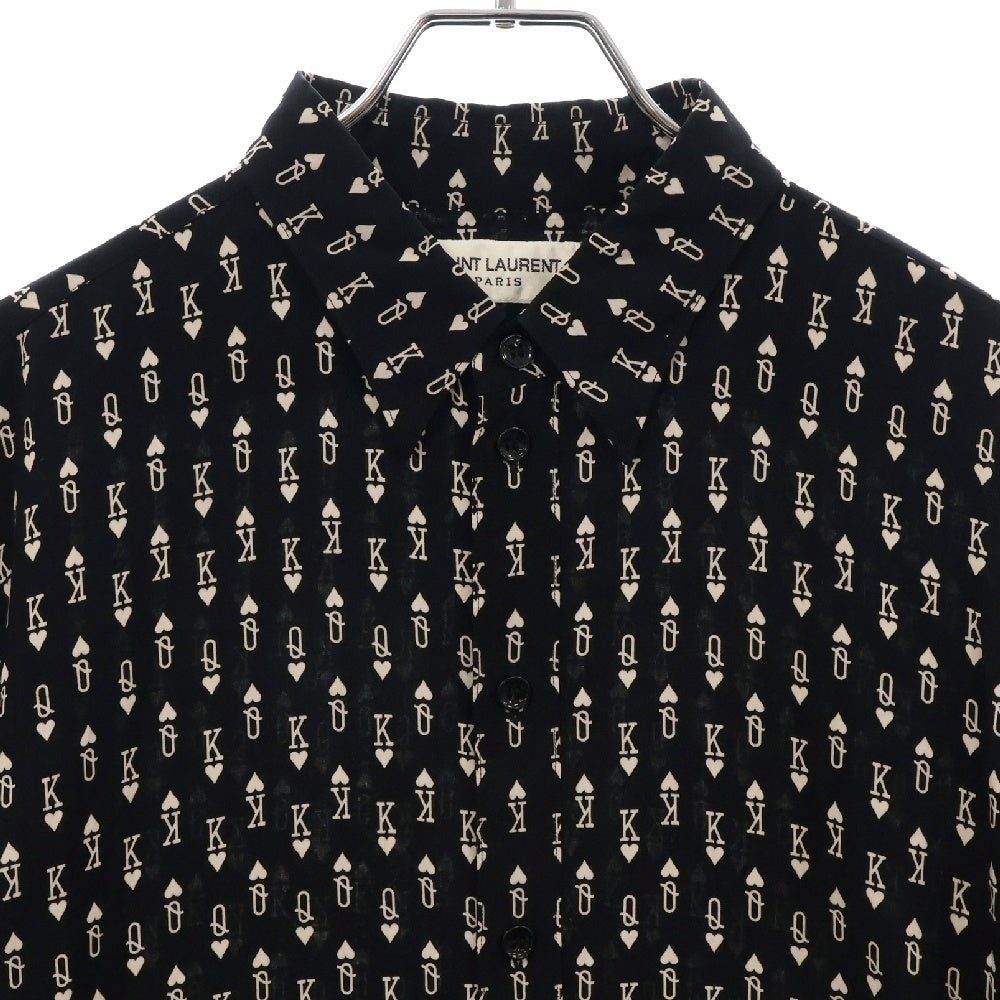 SAINT LAURENT PARIS(サンローランパリ) 16AW Signature 70's Collar Shirt 総柄 長袖シャツ ブラック 437581