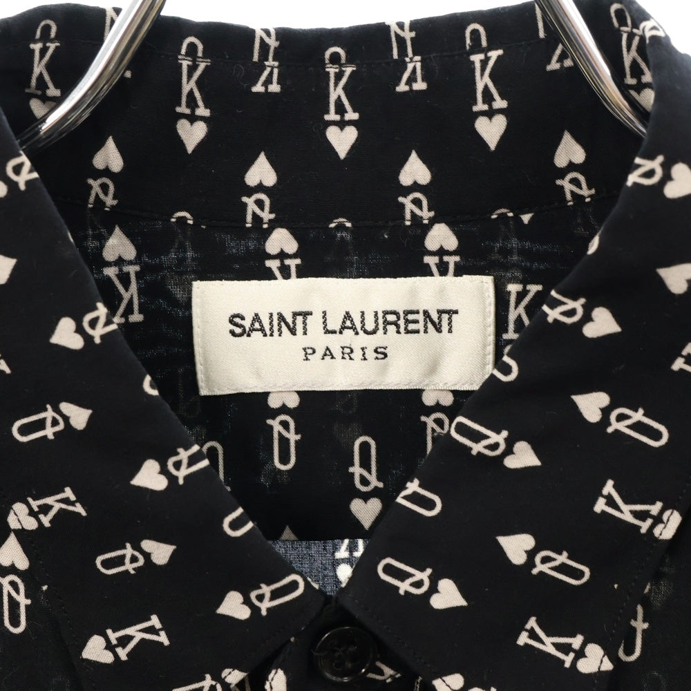 SAINT LAURENT PARIS(サンローランパリ) 16AW Signature 70's Collar Shirt 総柄 長袖シャツ ブラック 437581
