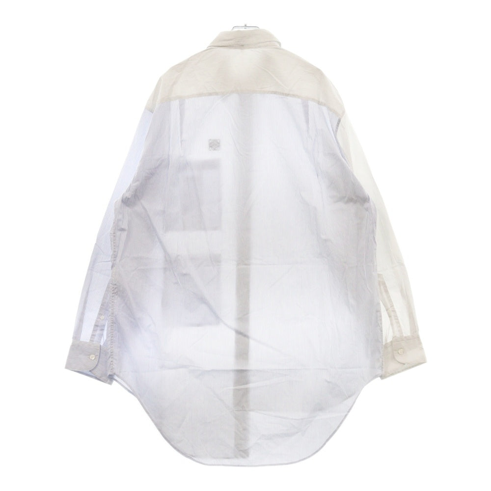 LOEWE(ロエベ) Anagram Logo Asymmetric Shirt アナグラム ロゴ刺繍アシンメトリー 長袖ストライプシャツ ホワイト H526Y05W10
