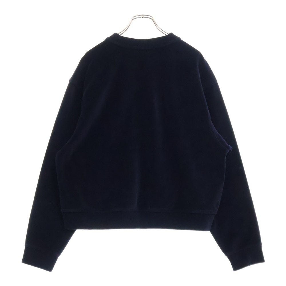 ALEXANDER WANG(アレキサンダーワン) Logo Crewneck Swaetshirt ラインストーン装飾 ベロアクルーネックスウェットトレーナー ネイビー レディース