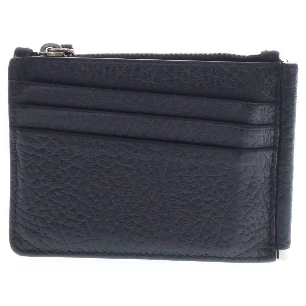 Maison Margiela 11(メゾンマルジェラ11) 23SS WALLET SLIM 2 レザーカードケース マネークリップ付きウォレット 財布 ブラック PINCERSA1UI0022