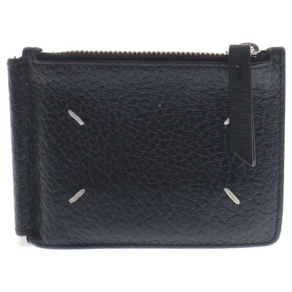 Maison Margiela 11(メゾンマルジェラ11) 23SS WALLET SLIM 2 レザーカードケース マネークリップ付きウォレット 財布 ブラック PINCERSA1UI0022