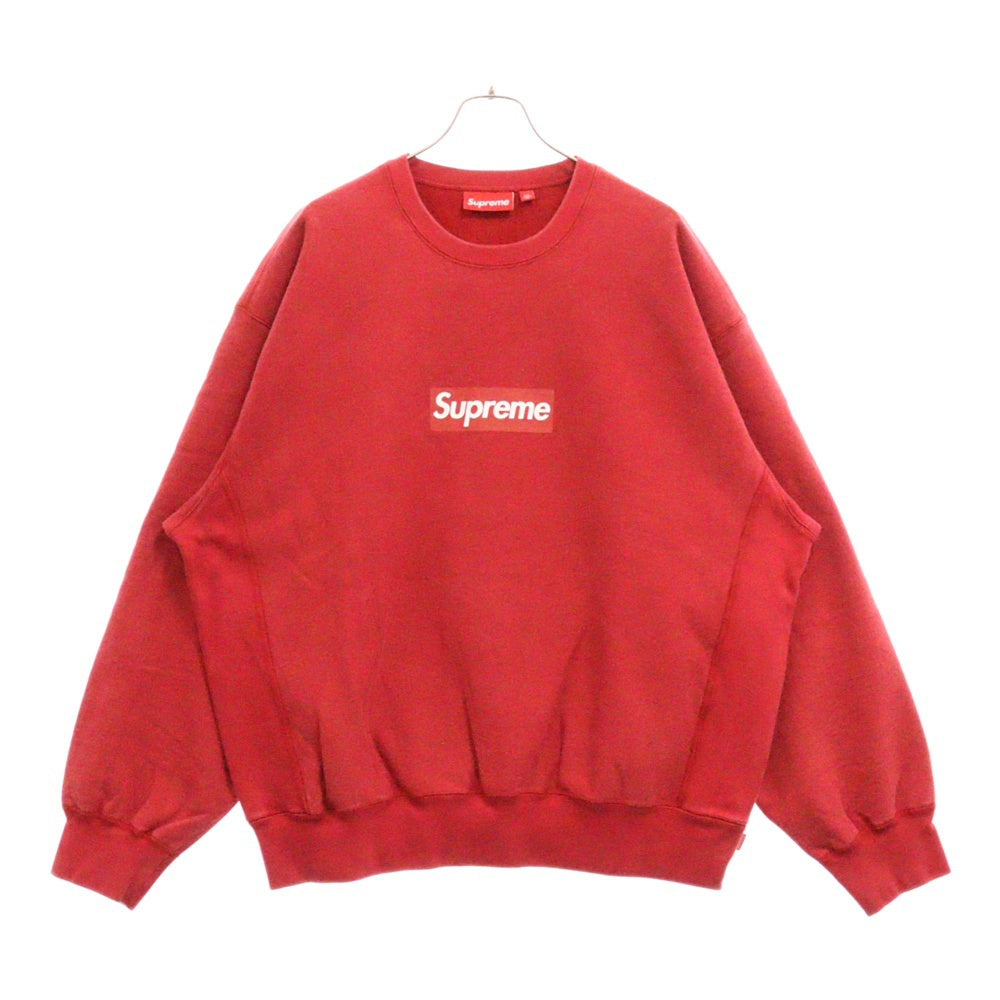 SUPREME(シュプリーム) 25SS Washed Box Logo Crewneck ウォッシュ加工 ボックスロゴ クルーネック トレーナー レッド