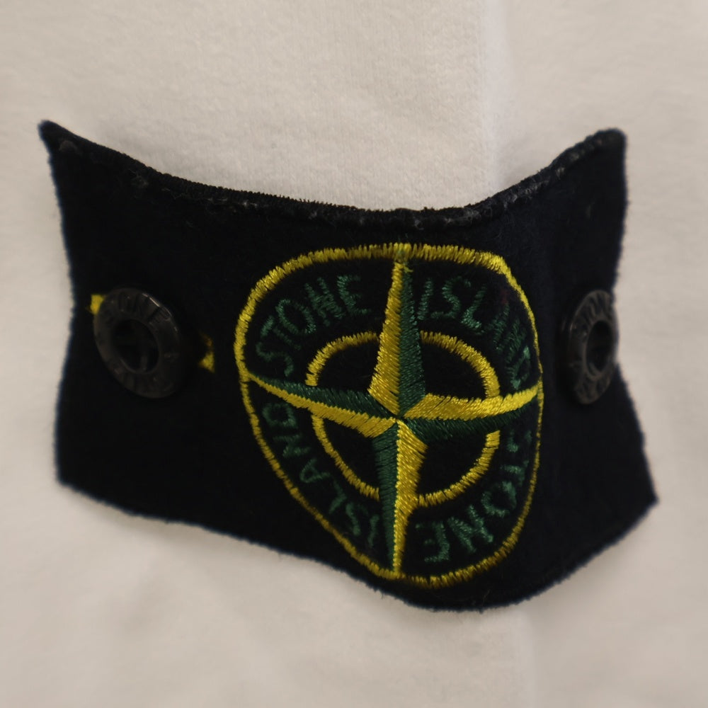 STONE ISLAND(ストーンアイランド) Wappen Patch Two Button Cotton Hoodie ロゴワッペン プルオーバースウェットパーカー フーディー ホワイト 711560720