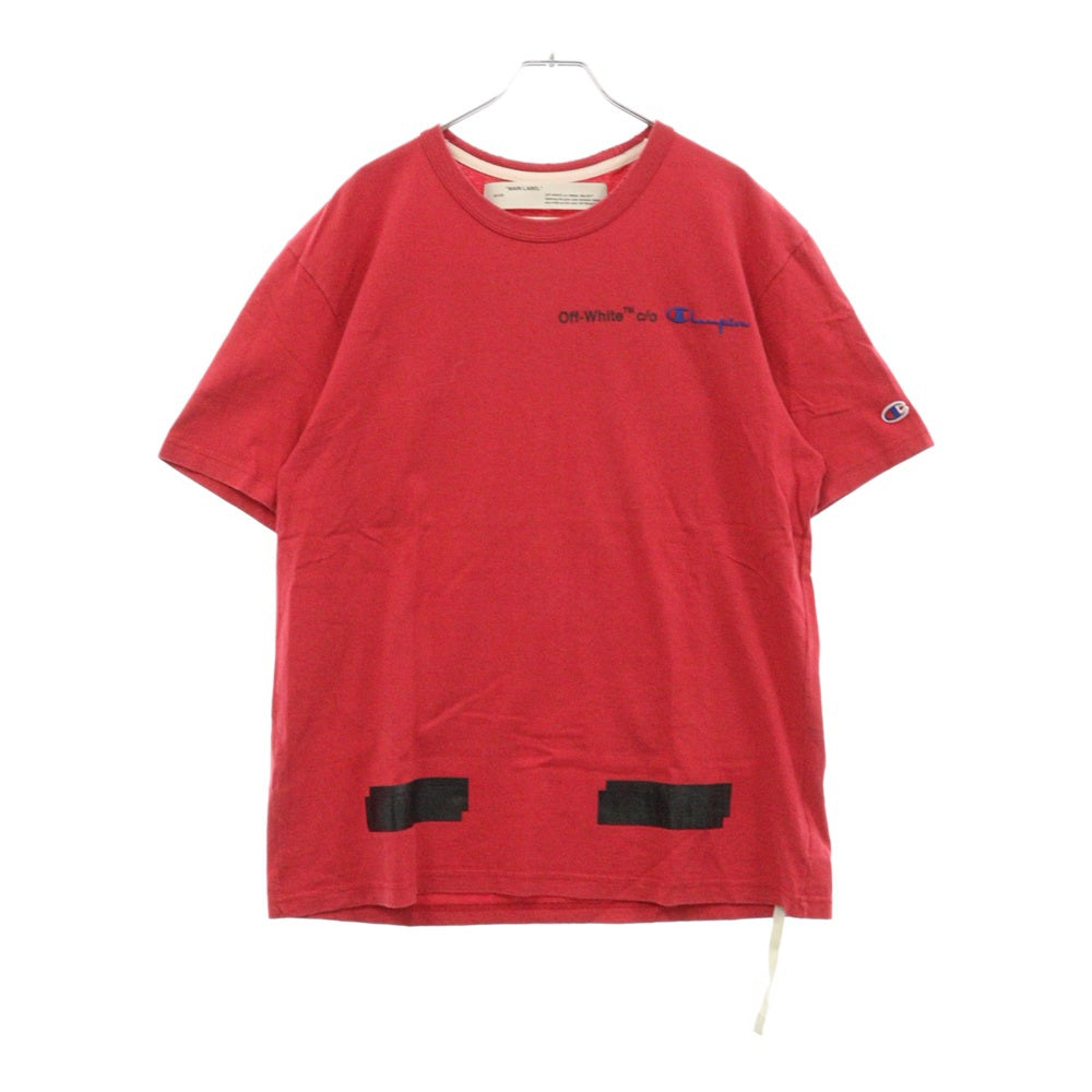 OFF-WHITE(オフホワイト) 18SS Champion T-Shirt チャンピオン ロゴ刺繍半袖Tシャツ レッド OMAA029S18874050