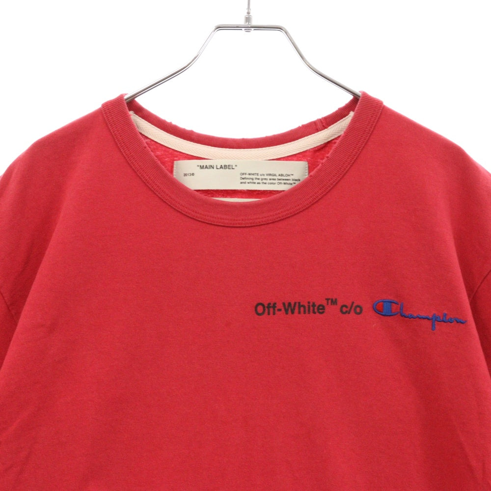 OFF-WHITE(オフホワイト) 18SS Champion T-Shirt チャンピオン ロゴ刺繍半袖Tシャツ レッド OMAA029S18874050