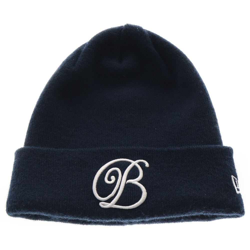 NEW ERA(ニューエラ) ×THE BLACK EYE PATCH ×ブラックアイパッチ B刺繍 ニット帽 ビーニー ネイビー