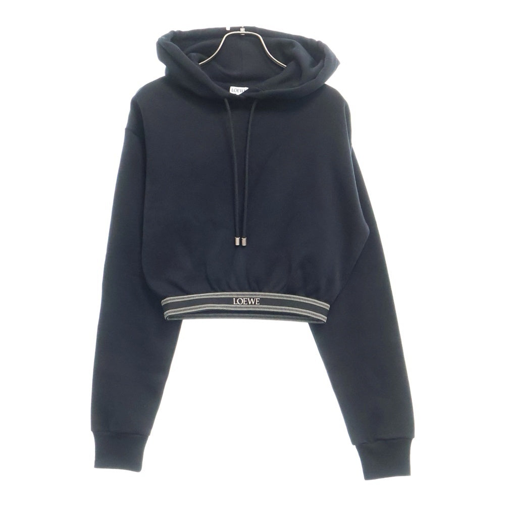 LOEWE(ロエベ) Cropped Hoodie クロップド プルオーバースウェットパーカー フーディー ブラック レディース S359Y25X45