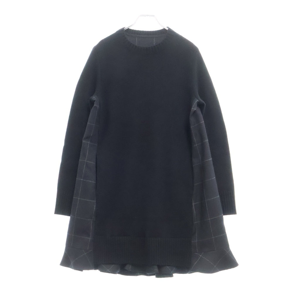 Sacai(サカイ) Windowpane Knit Dress ウールニット ドレス ブラック レディース 24-07576