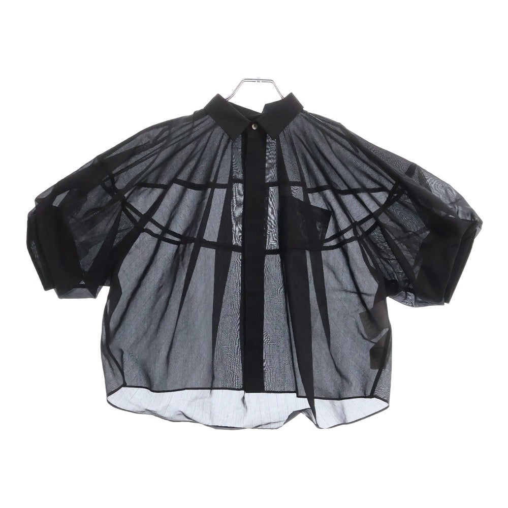Sacai(サカイ) Chalk Stripe Glencheck Shirt ストライプ半袖シャツ ブラック レディース 24-07272