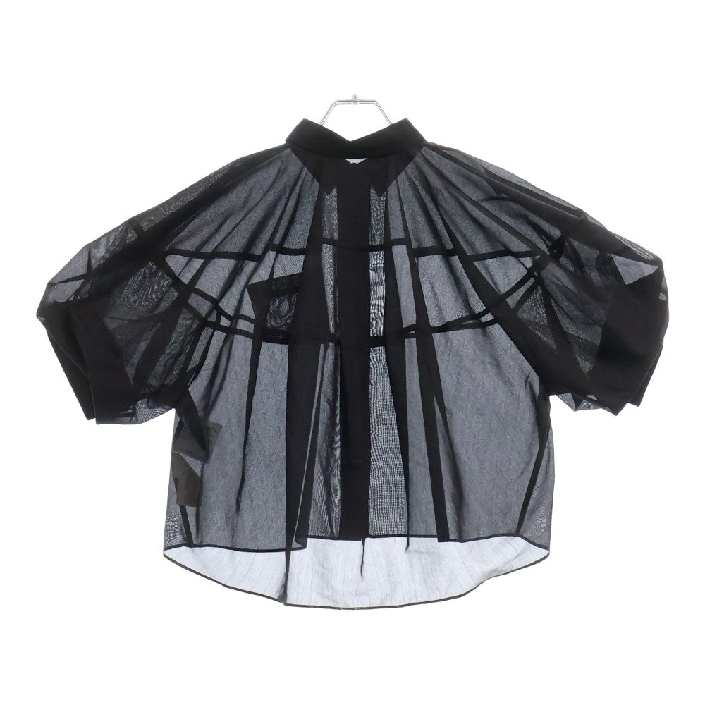 Sacai(サカイ) Chalk Stripe Glencheck Shirt ストライプ半袖シャツ ブラック レディース 24-07272