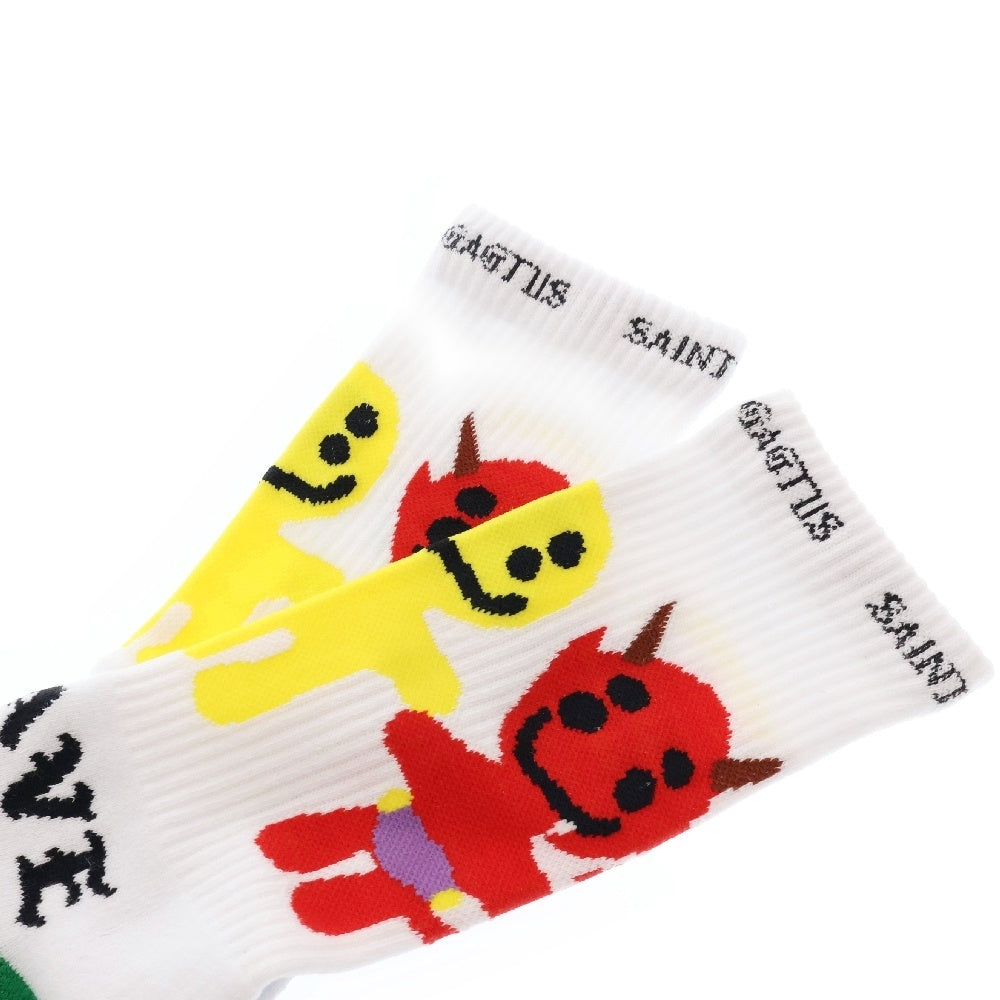 SAINT MICHAEL(セントマイケル) 24AW ×Cactus Plant Flea Market CP SOCKS LMA カクタスプラント フレアマーケット 靴下 ホワイト SM-YS1-0000-C11