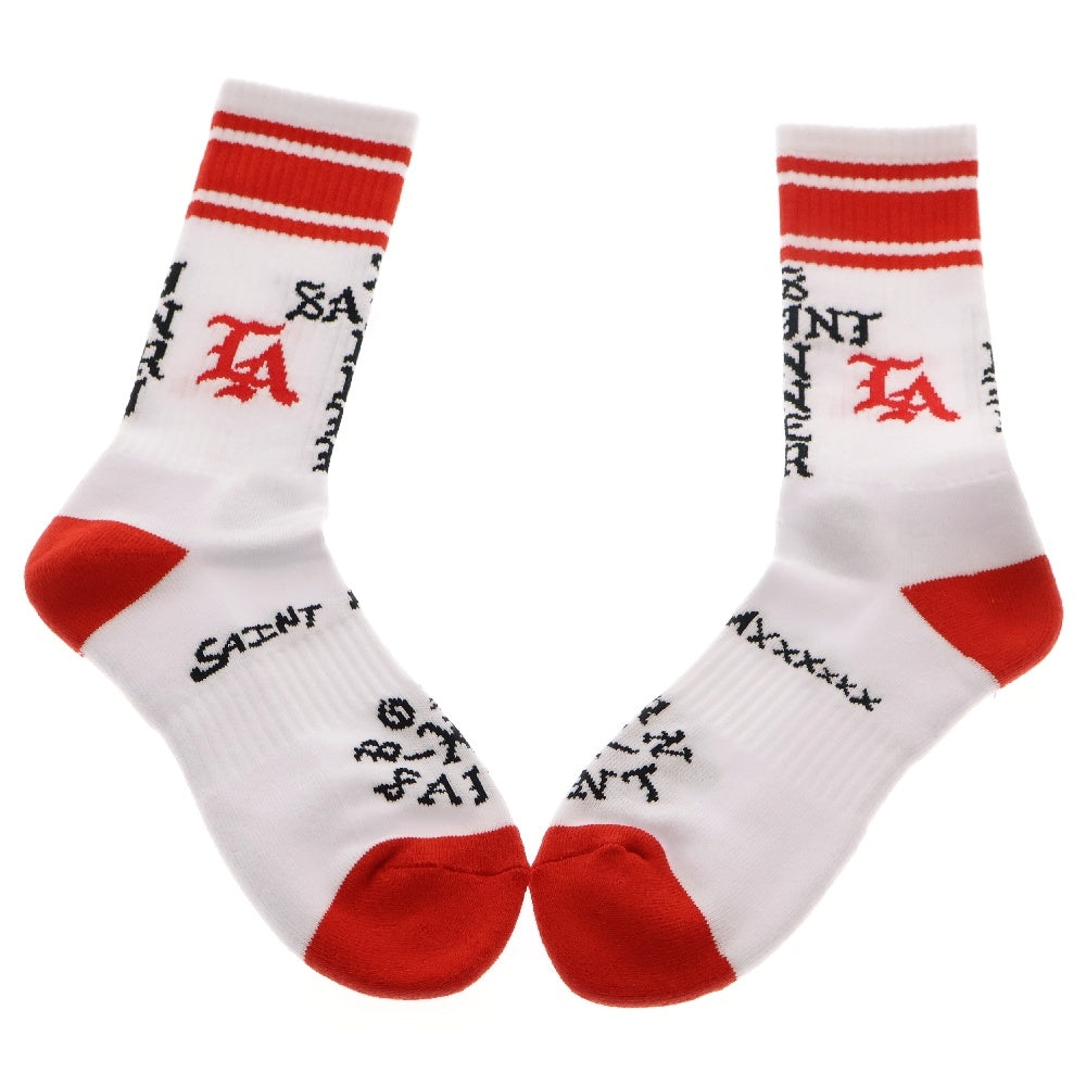 SAINT MICHAEL(セントマイケル) 24AW ×Born X Raised BR SOCKS ST Sinner ボーンレイズド 靴下 ホワイト SM-YS1-0000-C42