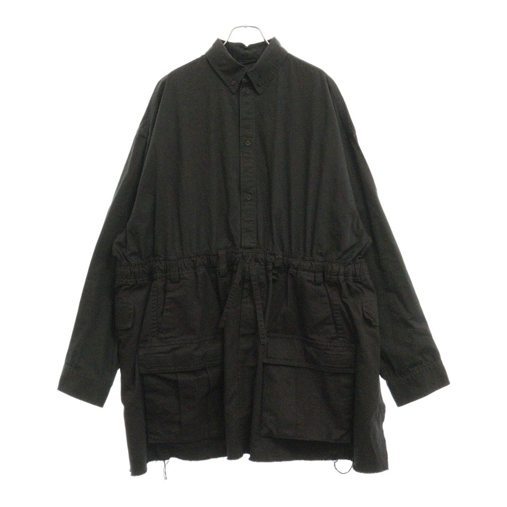 BALENCIAGA(バレンシアガ) UNISEX PATCHED CARGO SHIRT カーゴポケット付き ボタンダウンシャツジャケット ブラック 720102 TNP04