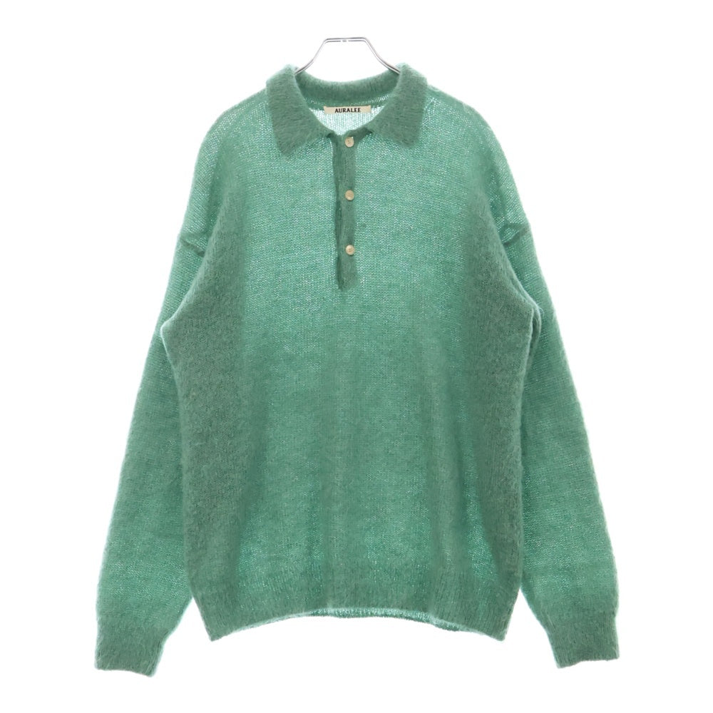 AURALEE(オーラリー) 23AW BRUSHED SUPER KID MOHAIR KNIT POLO GREEN モヘヤ ニット ポロ グリーン A23AP03KM