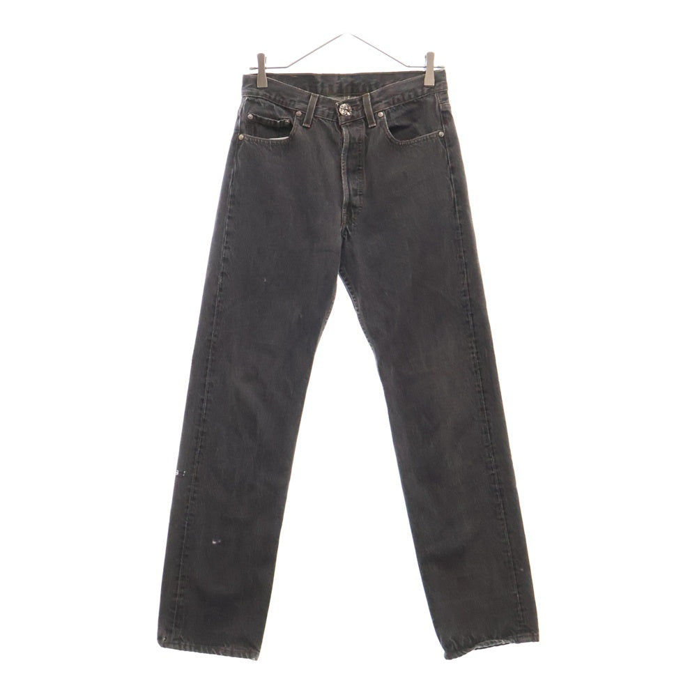 CHROME HEARTS(クロムハーツ) ×LEVI'S U VNTG JEAN BLK RED TAB リーバイス クロスボールボタンウォッシュドデニムパンツ グレー