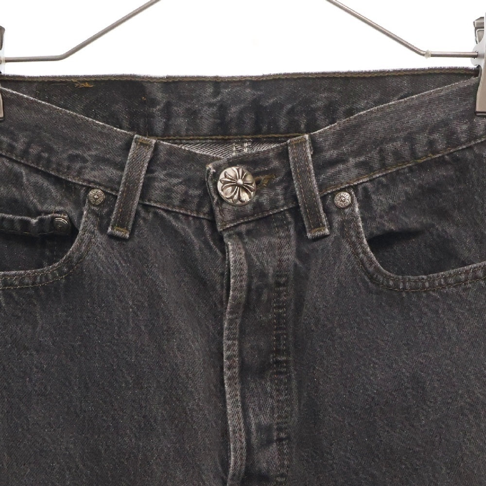 CHROME HEARTS(クロムハーツ) ×LEVI'S U VNTG JEAN BLK RED TAB リーバイス クロスボールボタンウォッシュドデニムパンツ グレー