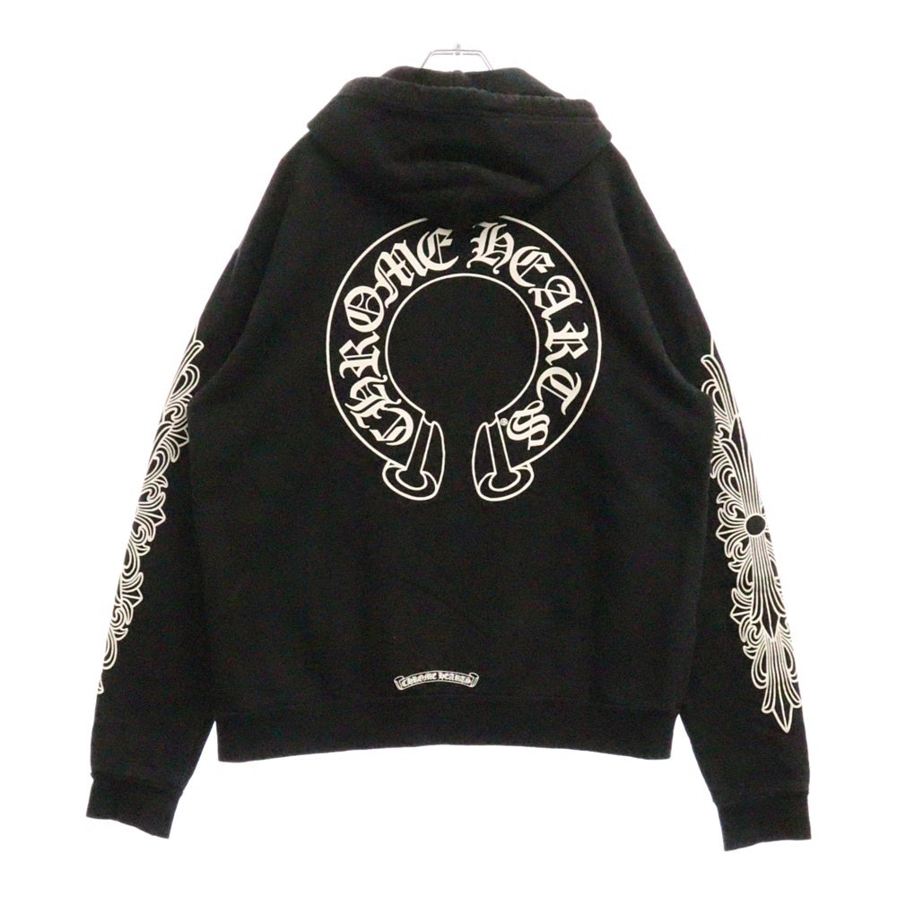 CHROME HEARTS(クロムハーツ) SWTSHRT PLVR ホースシュープリント アームフローラル スウェット プルオーバーパーカー ブラック
