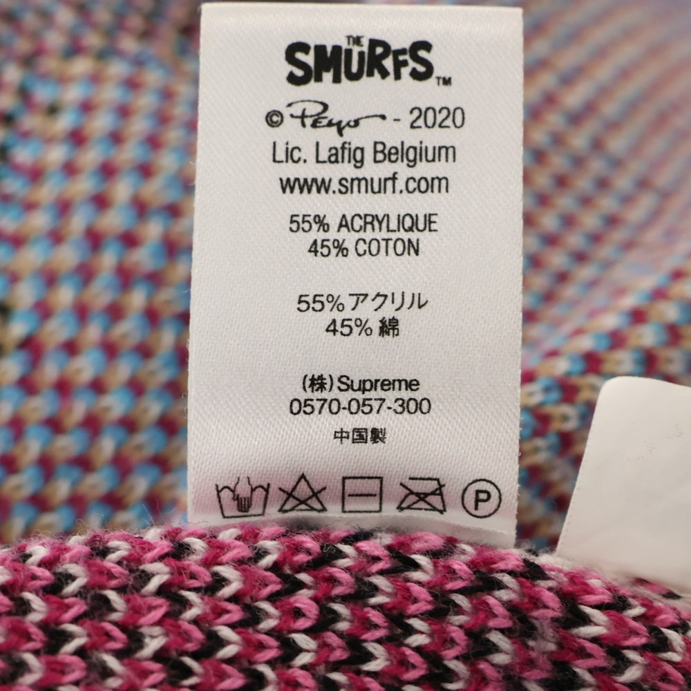 SUPREME(シュプリーム) 20AW Smurfs Sweater スマーフ 総柄クルーネック長袖ニットセーター マルチ