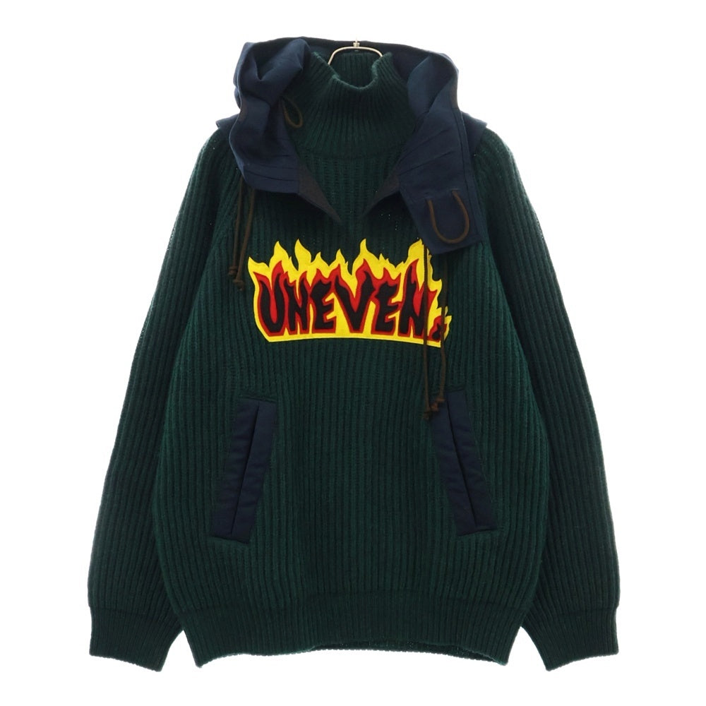 kolor(カラー) Wool Knit Hoodie ファイヤーロゴ ハイネックニットパーカー フーディー 18WCM-NO7305