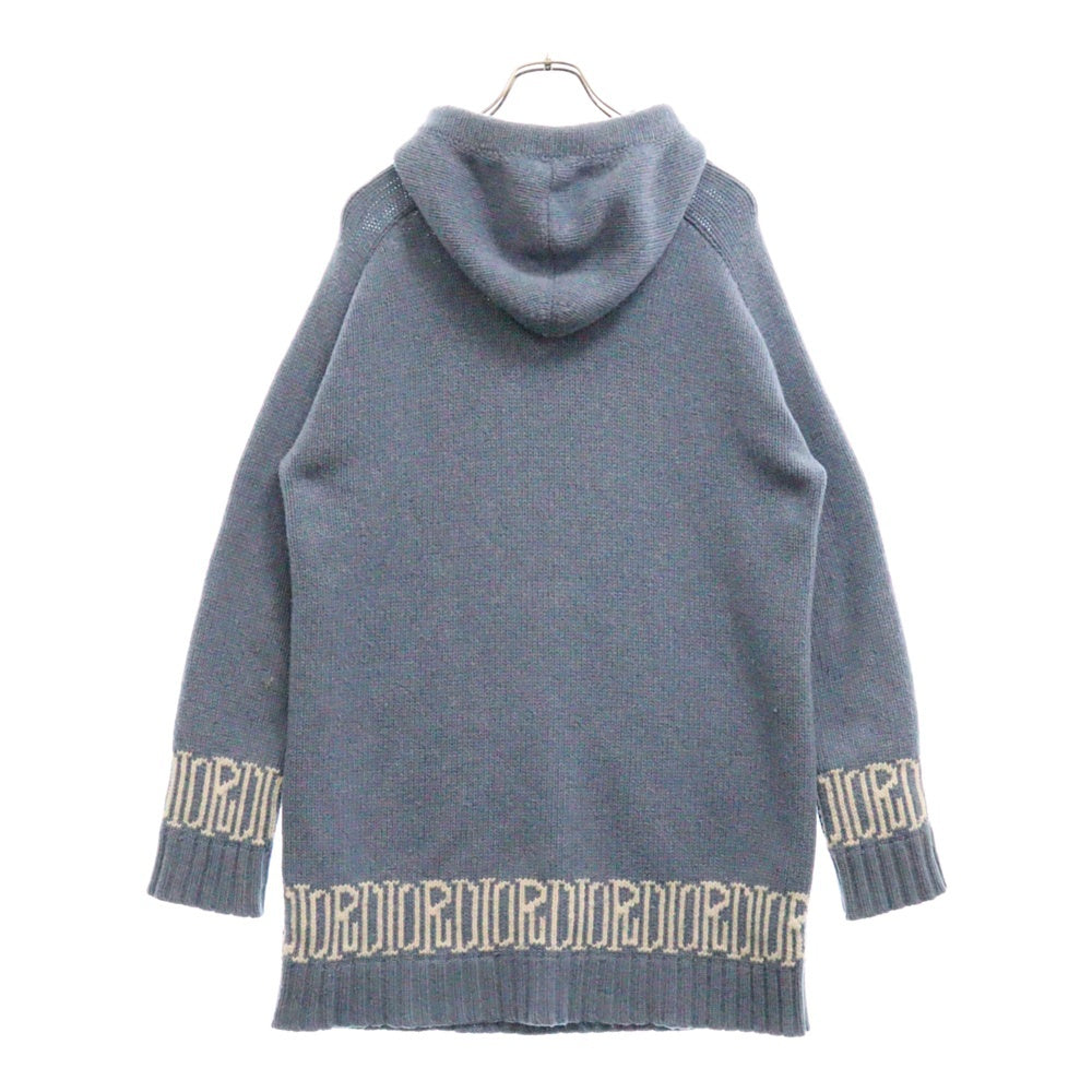 DIOR(ディオール) 20AW ×Shawn Stussy Long Hooded Sweatshirt ショーン ステューシー ウールニット プルオーバーニットパーカー ブルー 033M627AT168