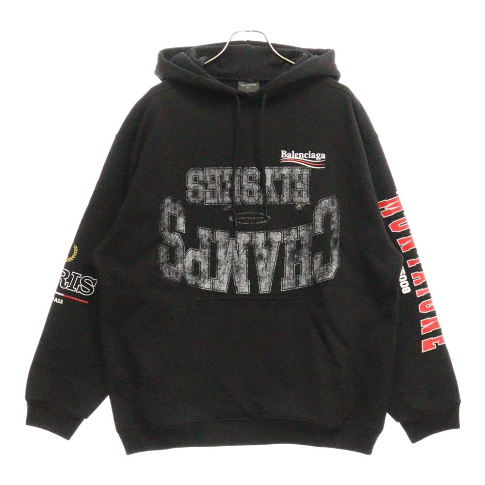 BALENCIAGA(バレンシアガ) Overlayer Political Campaign Hoodie キャンペーンロゴ プルオーバースウェットパーカー フーディー ブラック 600583 TSVY8