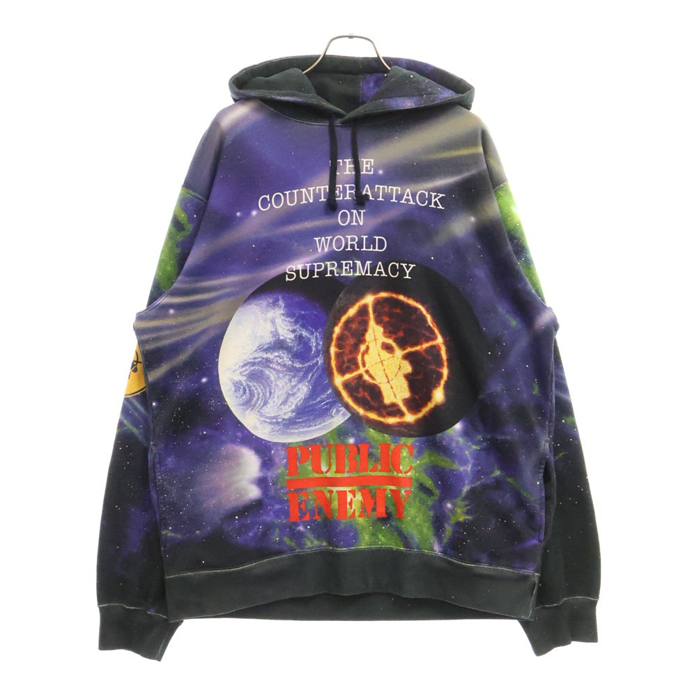 SUPREME(シュプリーム) 18SS ×UNDERCOVER Public Enemy Hooded Sweatshirt アンダーカバー パブリックエネミー 総柄プルオーバースウェットパーカー マルチ