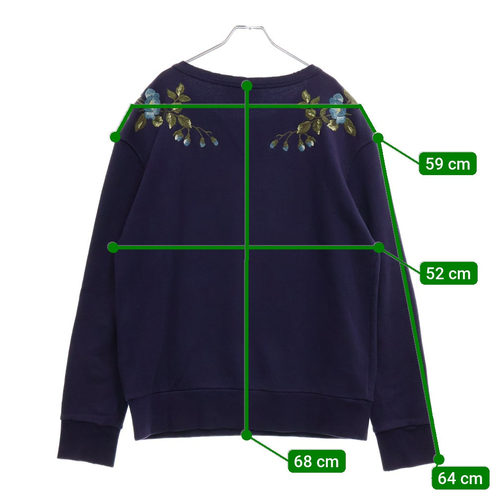 GUCCI(グッチ) Cat Pattern Embroidered 刺繍 クルーネックスウェットトレーナー ネイビー 475373 X9B11