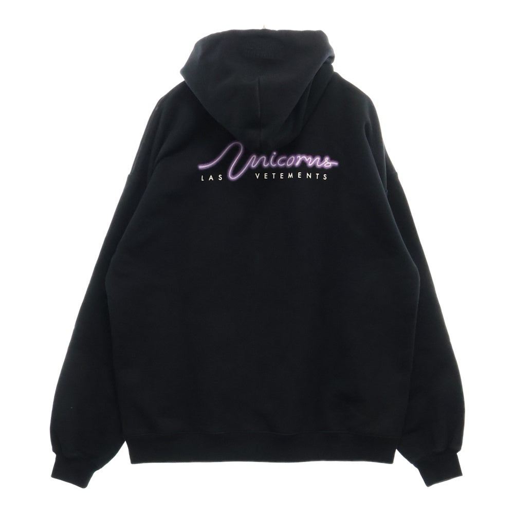 VETEMENTS(ヴェトモン) 22AW DOLPHIN-UNICORN HOODIE ドルフィン ユニコーン プルオーバーパーカー UA53HD220B ブラック