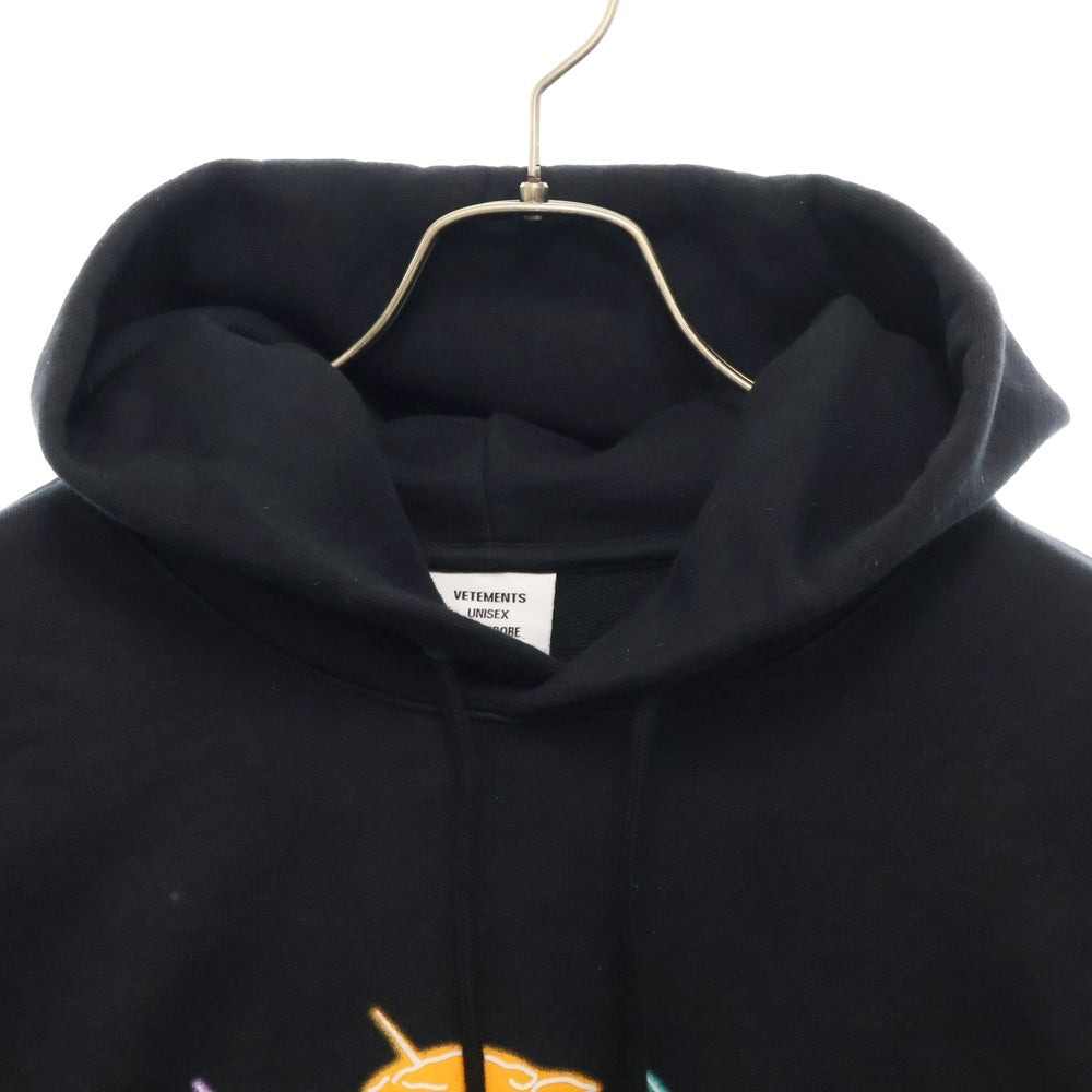 VETEMENTS(ヴェトモン) 22AW DOLPHIN-UNICORN HOODIE ドルフィン ユニコーン プルオーバーパーカー UA53HD220B ブラック