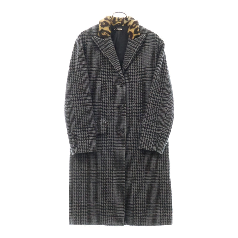 miumiu(ミュウミュウ) 18AW Single-breasted Wool And Faux-fur Coat シングルブレスト 3B ウールコート レディース グレー MS1491 087