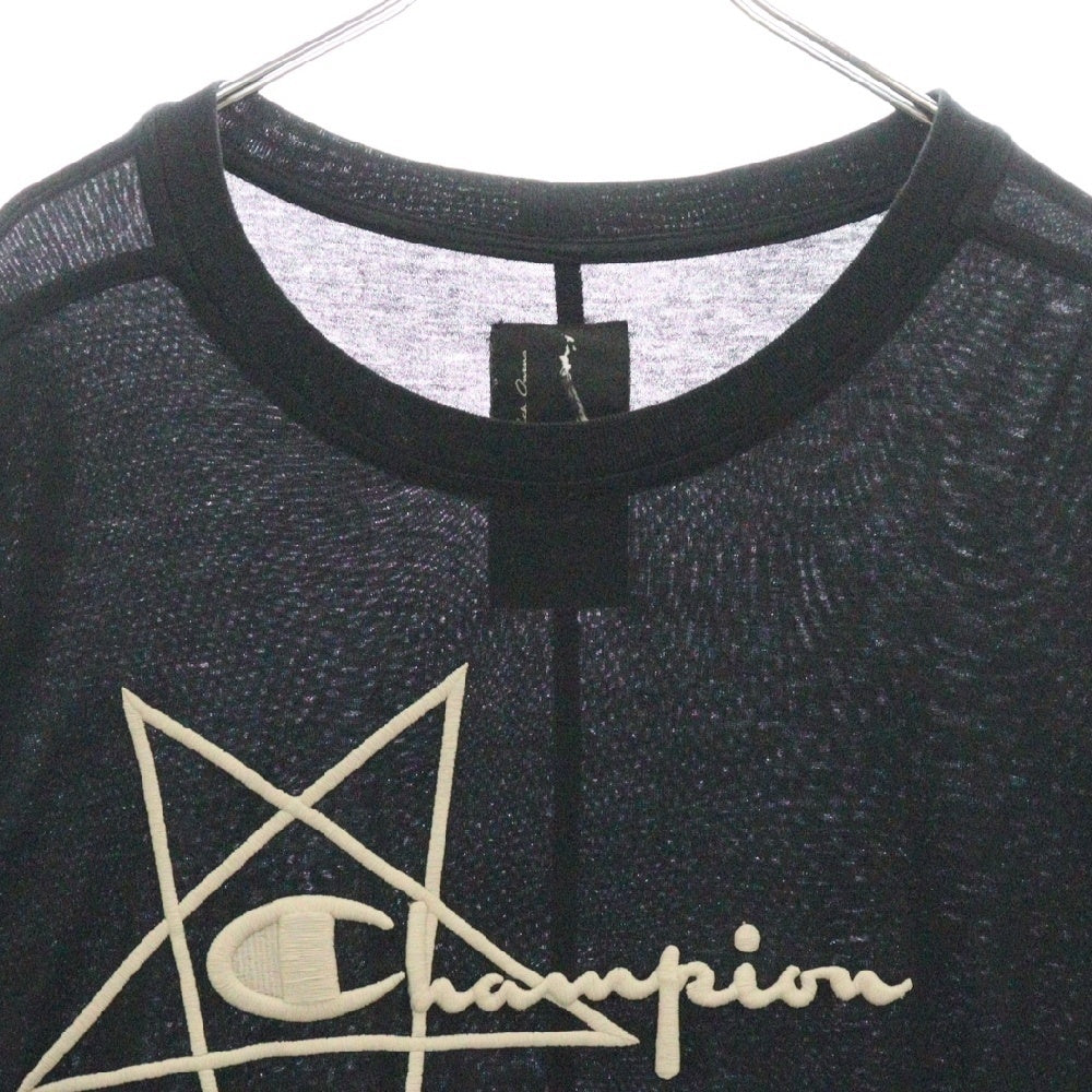 Rick Owens(リックオウエンス) 23SS ×Champion CM TOP チャンピオン 半袖Tシャツ カットソー ブラック CM02C9229-CHJEG
