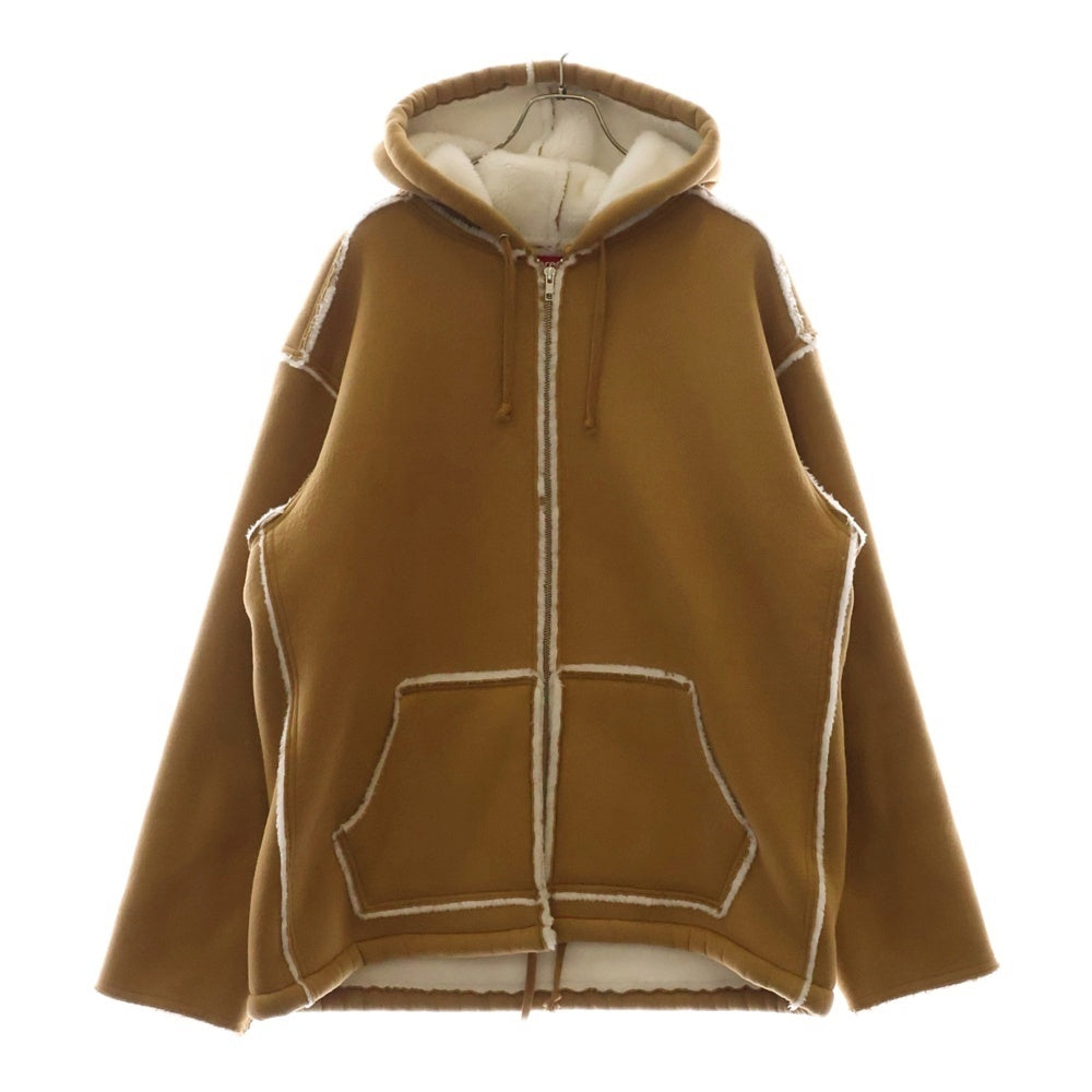 SUPREME(シュプリーム) 21AW Faux Shearling Hooded Jacket フェイク シアリング フーディージャケット ジップアップパーカー ベージュ
