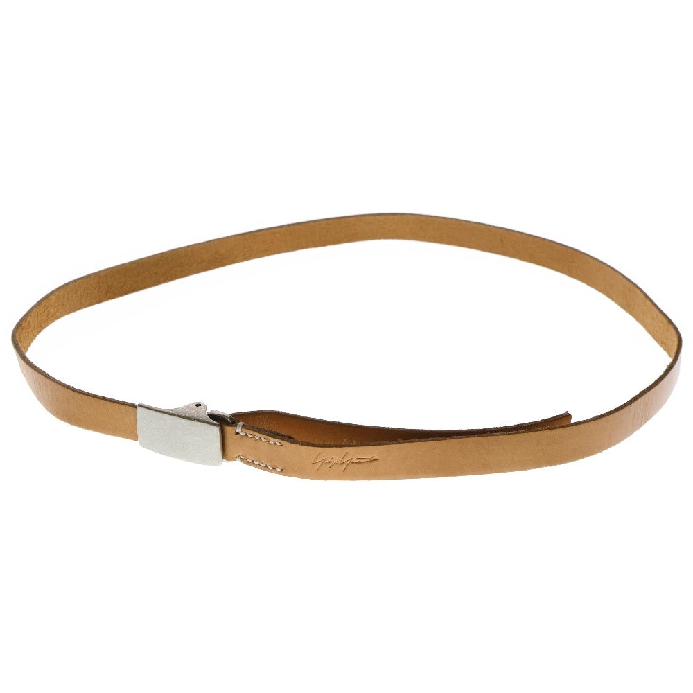 Yohji Yamamoto(ヨウジヤマモト) SOLID BRASS Belt ロゴレザーベルト ベージュ