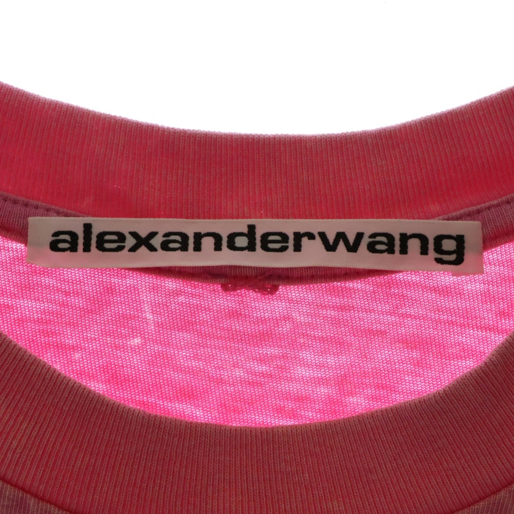 ALEXANDER WANG(アレキサンダーワン) Acid Wash Tee ロゴ刺繍 半袖Tシャツ ピンク