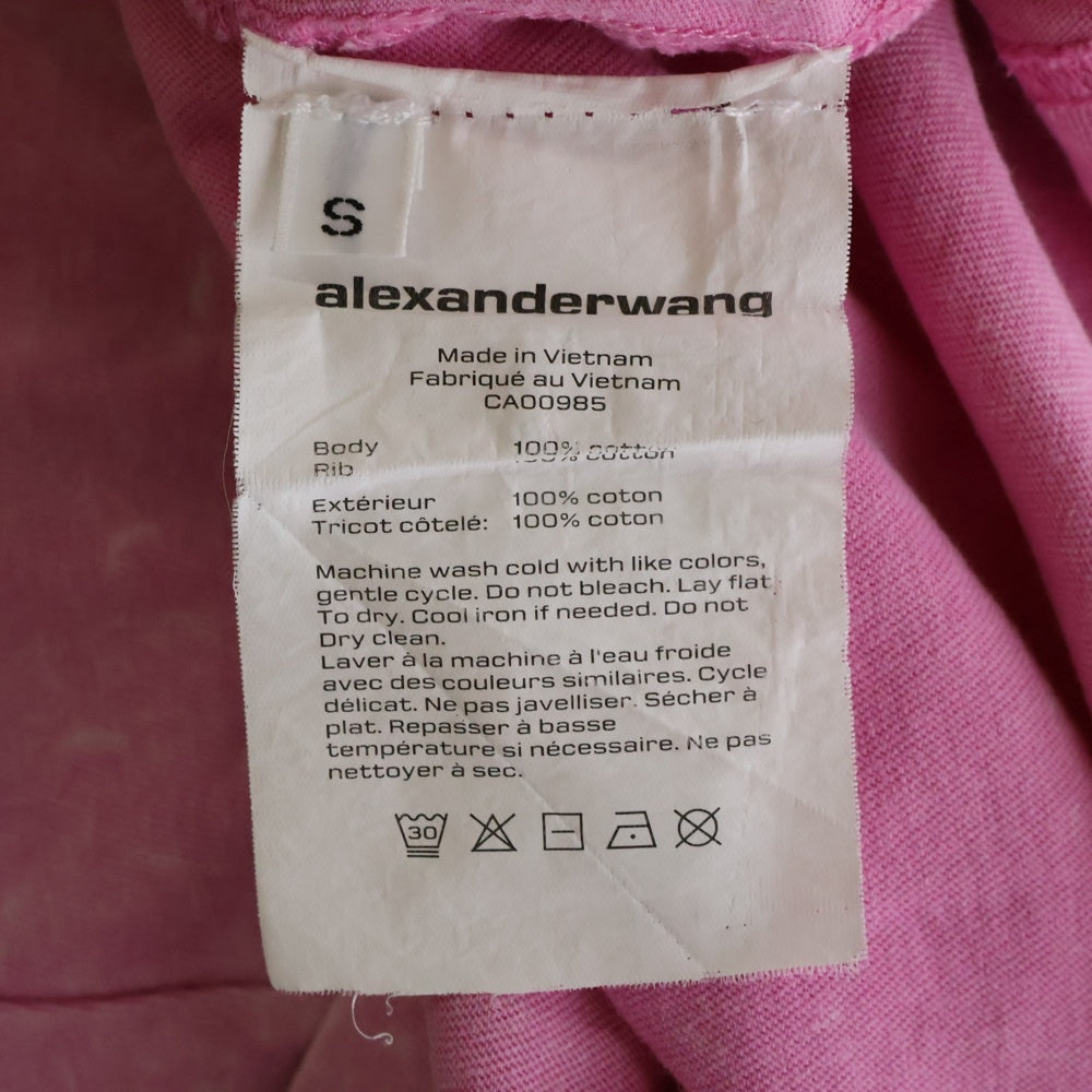 ALEXANDER WANG(アレキサンダーワン) Acid Wash Tee ロゴ刺繍 半袖Tシャツ ピンク