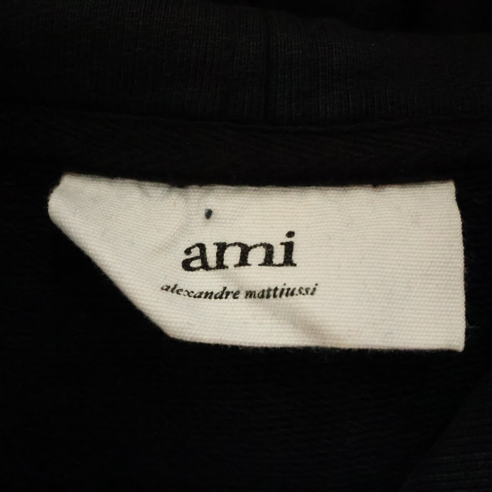 AMI Alexandre Mattiussi(アミアレクサンドルマテュッシ) Hoodie ロゴ刺繍 プルオーバースウェットパーカー フーディー ブラック WFHJ008.730