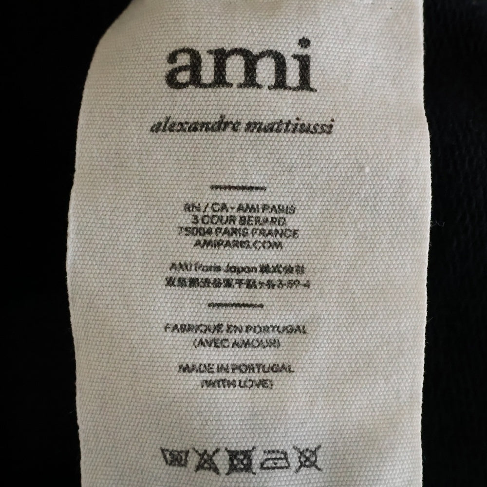 AMI Alexandre Mattiussi(アミアレクサンドルマテュッシ) Hoodie ロゴ刺繍 プルオーバースウェットパーカー フーディー ブラック WFHJ008.730