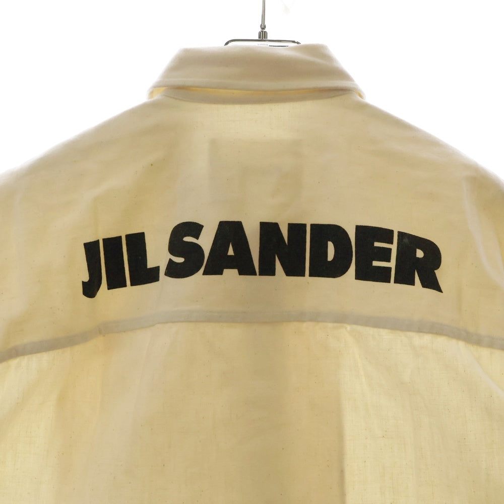 JIL SANDER(ジルサンダー) MALFILE SELVEDGE CANVAS バックロゴ 半袖キャンバスシャツ アイボリー JSMQ744142 MQ240100