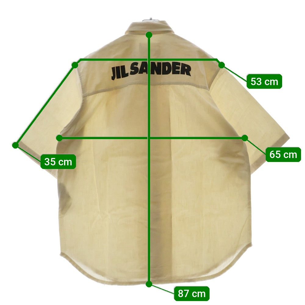 JIL SANDER(ジルサンダー) MALFILE SELVEDGE CANVAS バックロゴ 半袖キャンバスシャツ アイボリー JSMQ744142 MQ240100