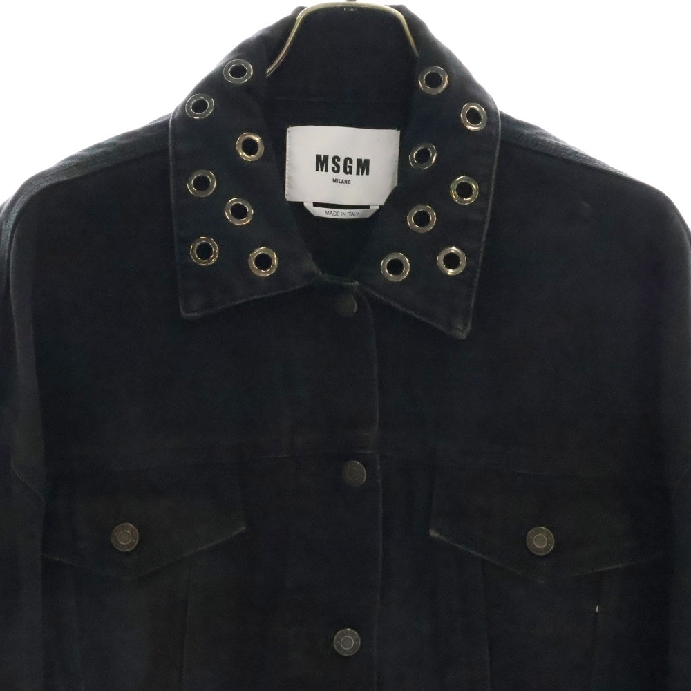 MSGM(エムエスジーエム) アイレット デニムジャケット ブラック 3741MDH230L