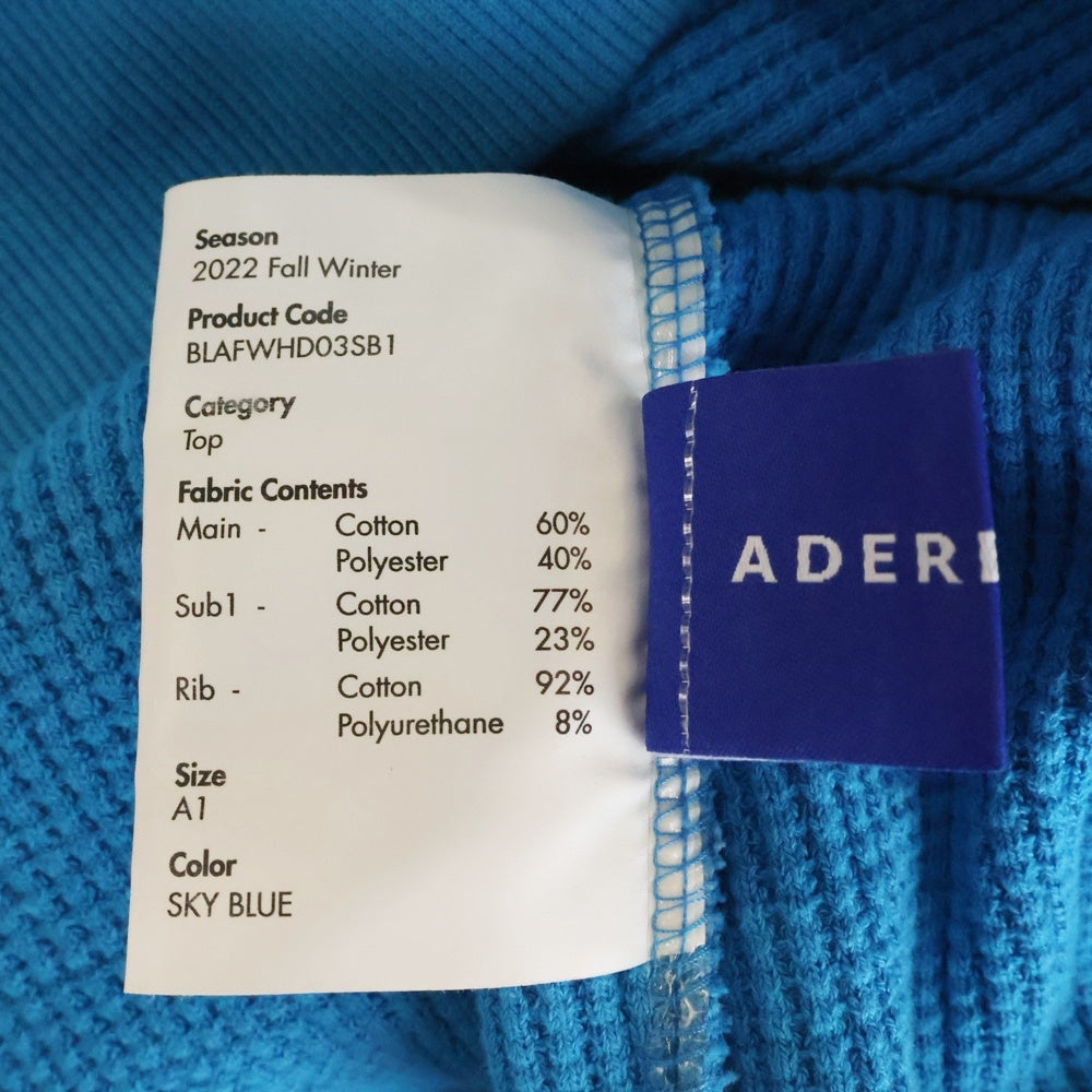 ADER ERROR(アーダーエラー) 22AW Speric Logo Hoodie ハーフジップ サーマルパーカー フーディー ブルー BLAFWHD03SB1