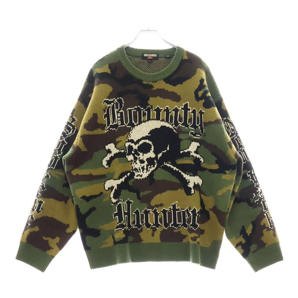 SUPREME(シュプリーム) 23AW ×Bounty Hunter Sweater Woodland Camo バウンティーハンター ジャガード刺繍 カモフラ クルーネックセーター ニット グリーン
