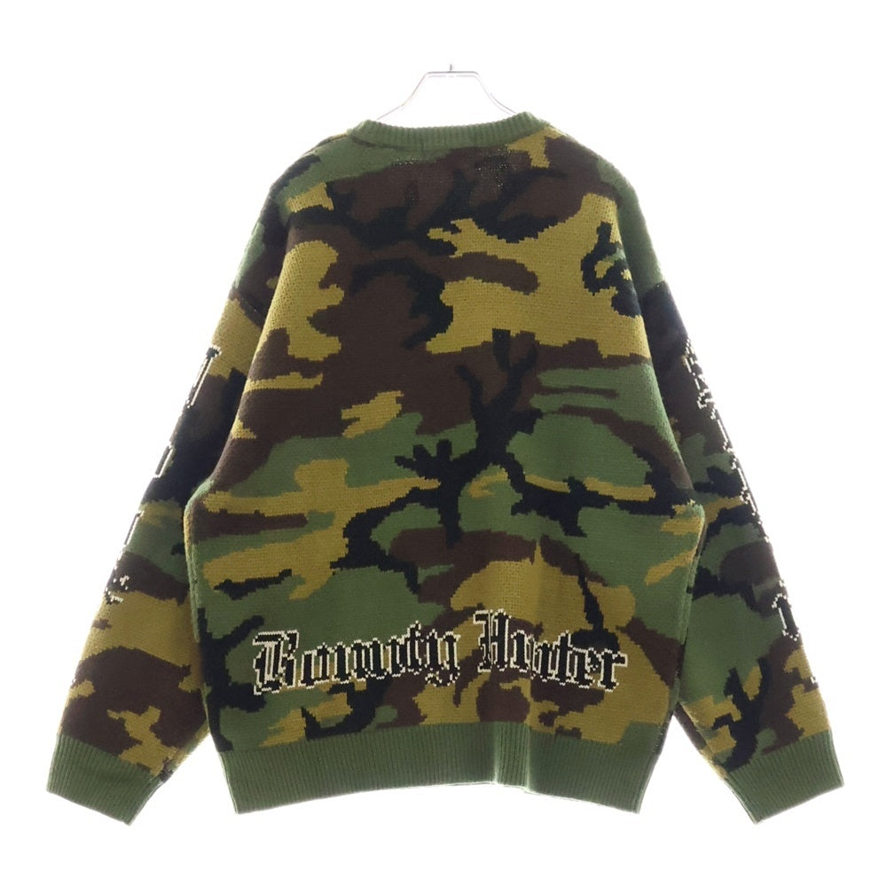 SUPREME(シュプリーム) 23AW ×Bounty Hunter Sweater Woodland Camo バウンティーハンター ジャガード刺繍 カモフラ クルーネックセーター ニット グリーン