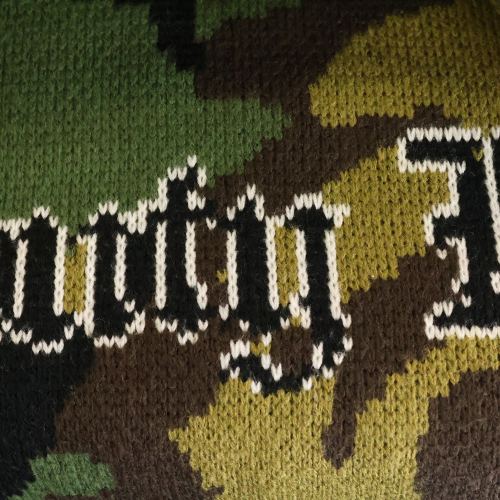SUPREME(シュプリーム) 23AW ×Bounty Hunter Sweater Woodland Camo バウンティーハンター ジャガード刺繍 カモフラ クルーネックセーター ニット グリーン