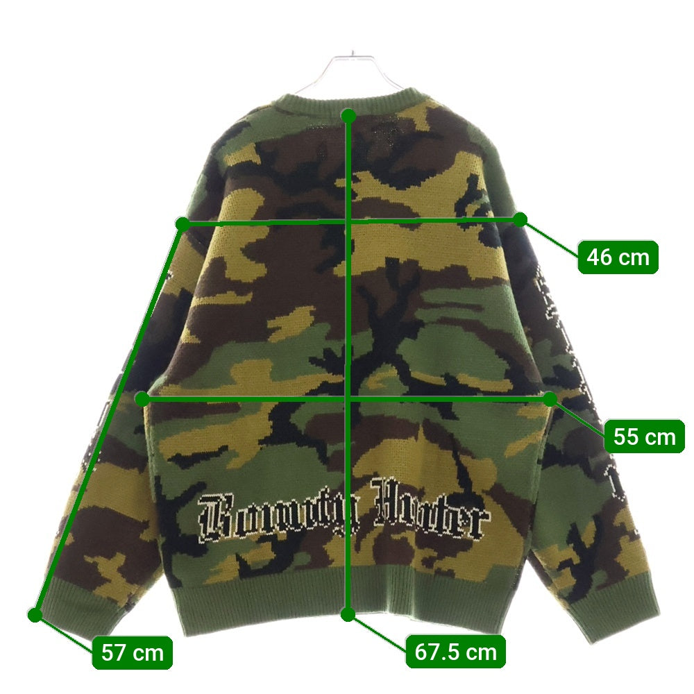 SUPREME(シュプリーム) 23AW ×Bounty Hunter Sweater Woodland Camo バウンティーハンター ジャガード刺繍 カモフラ クルーネックセーター ニット グリーン