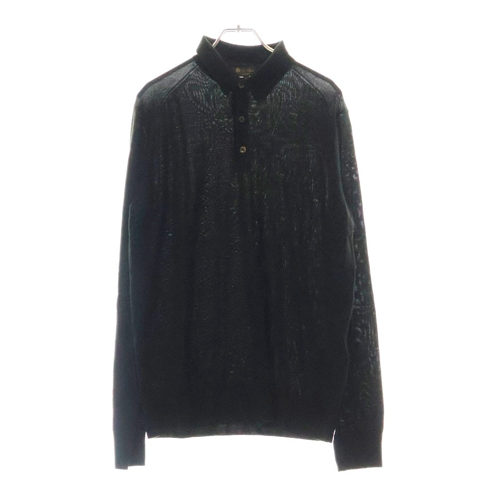 Loro Piana(ロロピアーナ) ウールニット 長袖ポロシャツ グリーン MAM5625