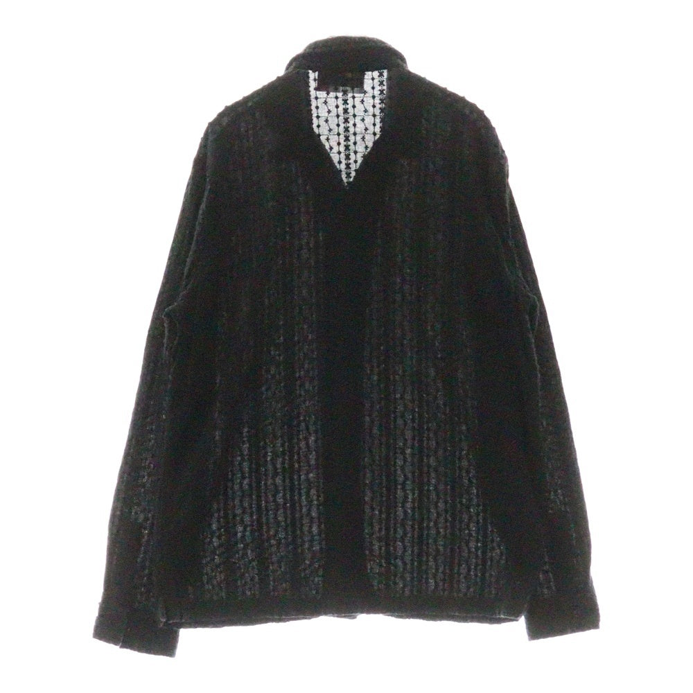 KITH(キス) 22SS Embroidered Voile L/S Thompson Camp Collar Shirt 長袖刺繍シャツ ブラック