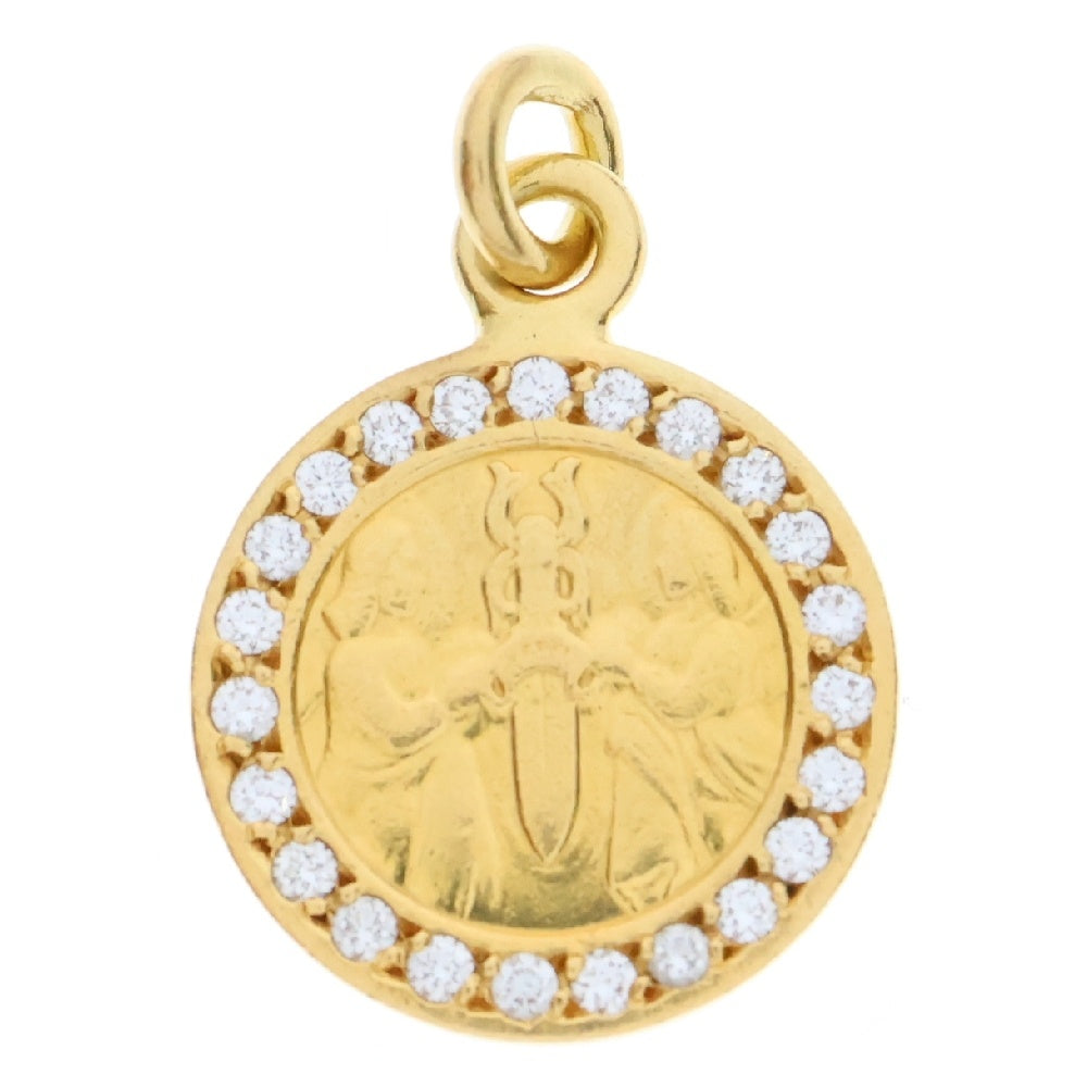 CHROME HEARTS(クロムハーツ) 22K CHRM ANGL MDL P/DIA エンジェルメダル PAVEダイヤ ペンダントトップ ゴールド